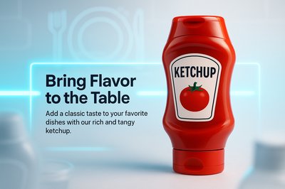 Product Mockup of Ketchup Bottle with Modern Design