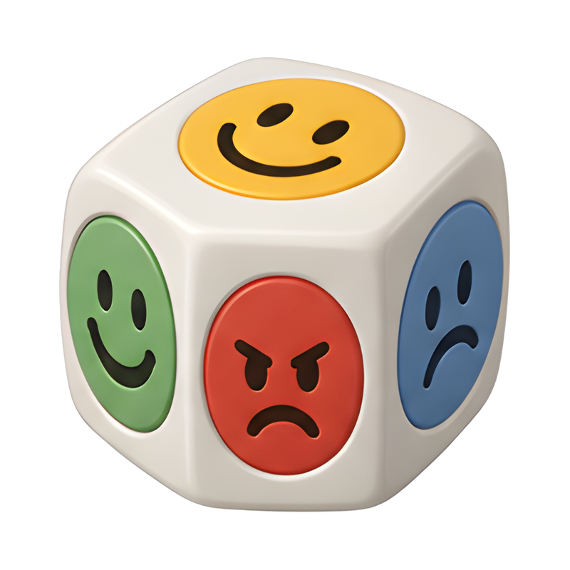 colorful emotion dice design