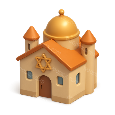 3D Synagogue Icon in Isometric Style