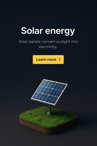 3D Scene of Solar Energy with Panel and Call to Action