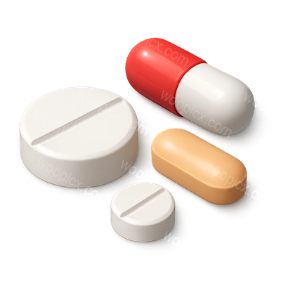 Detailed 3D Pills Icon with Varied Sizes and Colors