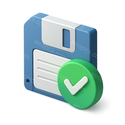3D Auto-Save Icon with Checkmark Design