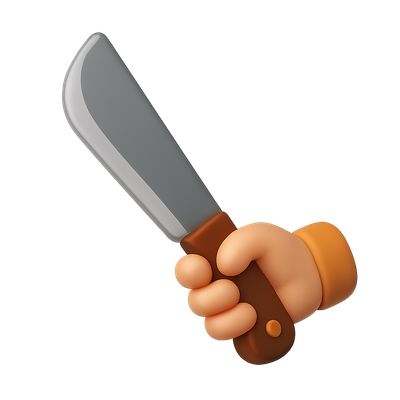 3D Machete Icon in Hand - Isometric Design