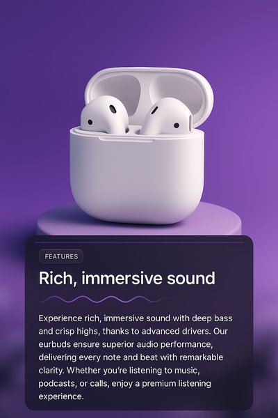 3D Earbuds Design with Rich Sound Features