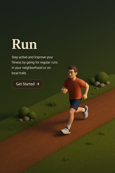 Dynamic 3D Scene of Running on a Trail