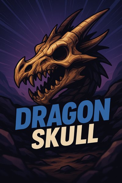 Dynamic Dragon Skull Illustration with Bold Typography