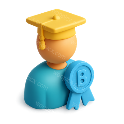 3D Isometric Icon of a Graduate with a Ribbon Award