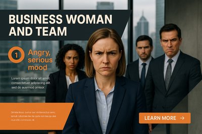 Business Team in a Modern Office Setting with Serious Expressions