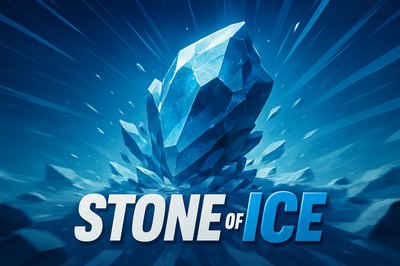 Dynamic Visual of Stone of Ice with Bold Text Elements