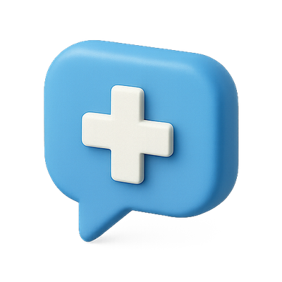 3D Icon of a Speech Bubble with a Plus Sign