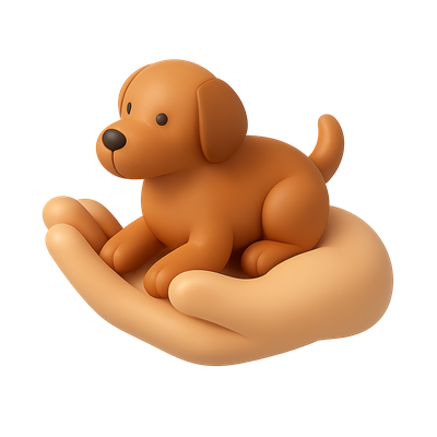 3D Icon of Hand Holding a Dog Figurine