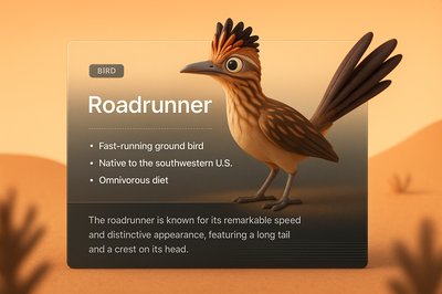 3D Illustration of a Roadrunner with Stylish Design Elements