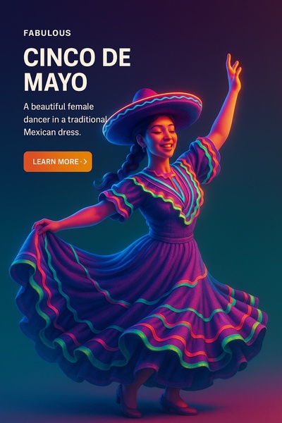 Vibrant Cinco de Mayo Dancer in Neon Colors