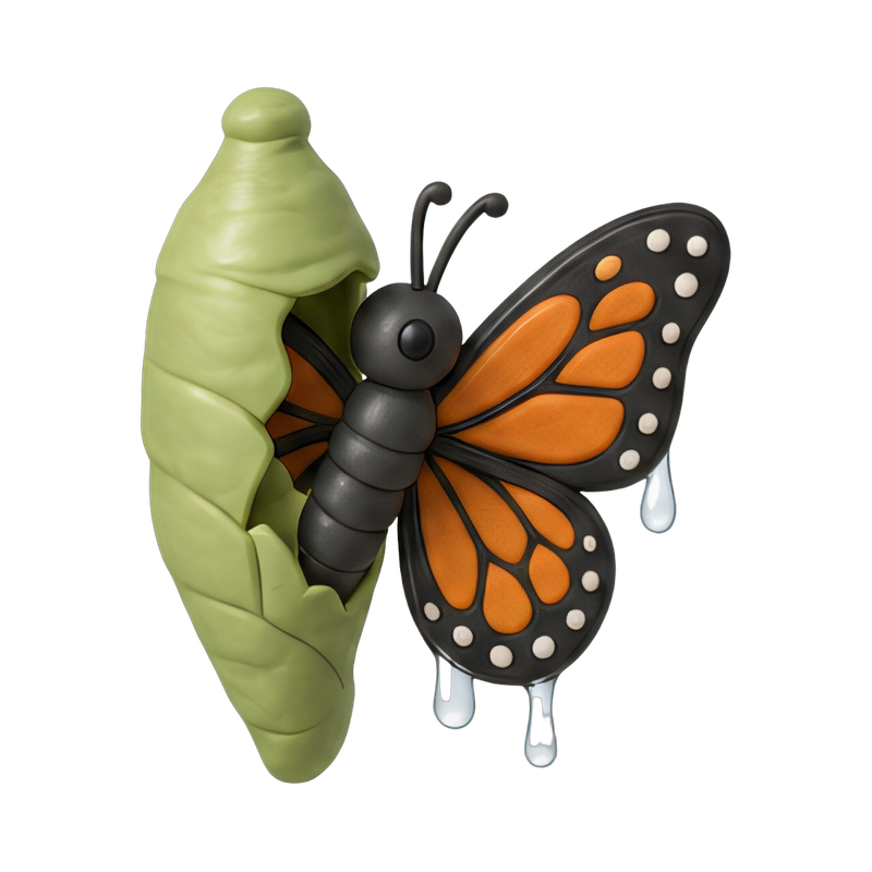 butterfly emerging from chrysalis