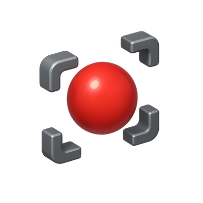 3D Recording Icon with Brackets and Red Sphere