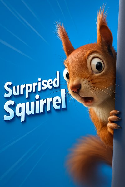 Surprised Squirrel Peeking Around Corner with Dynamic Background