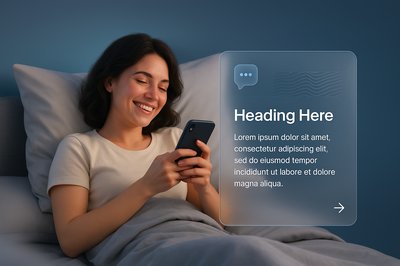 Woman Smiling While Reading Text on Phone in Bed