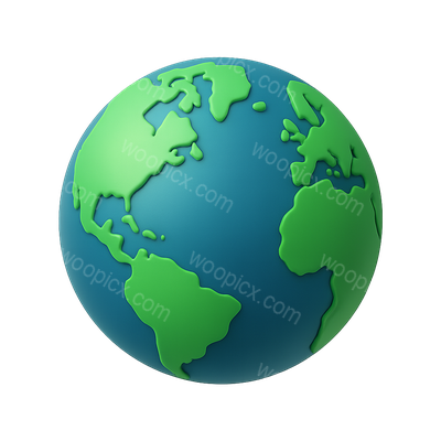 Stylized 3D Earth Icon with Isometric View