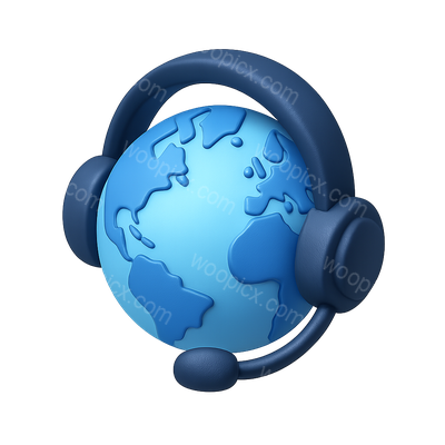 3D Globe Headset Icon with Isometric Design