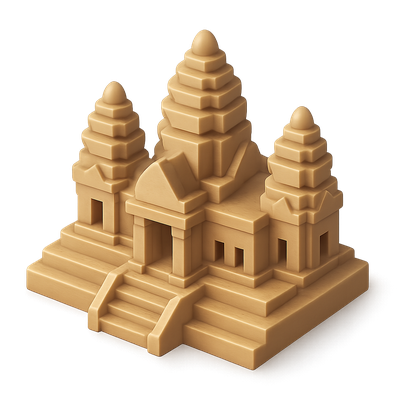 3D Angkor Temple Icon in Isometric View