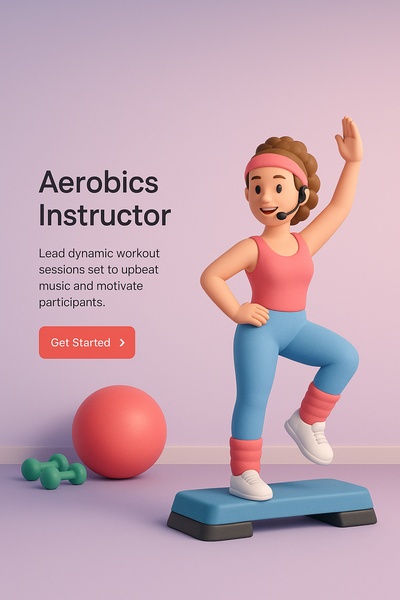 3D Illustration of Aerobics Instructor in Action