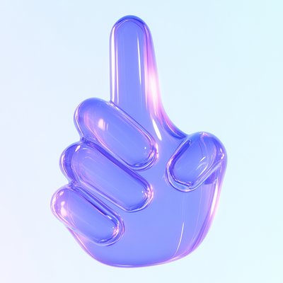 3D Glossy Purple Thumbs Up Icon