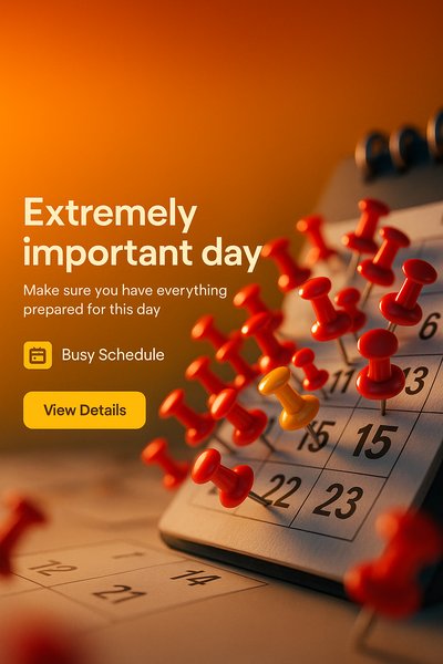 Calendar with Pushpins Highlighting an Important Day