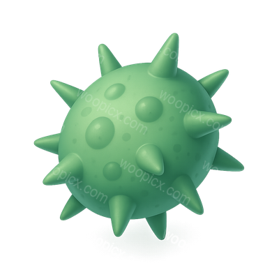 3D Spiky Microbial Cell Icon in Isometric View