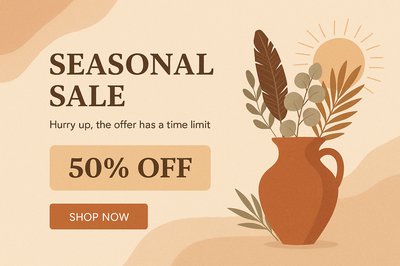 Boho Style Seasonal Sale Poster with Stylish Elements