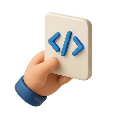 3D Hand Holding Coded Paper Icon in Isometric View