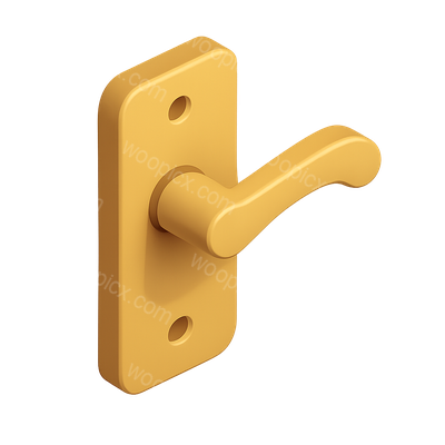 Stylish 3D Door Handle Icon on Transparent Background