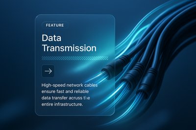 Dynamic Network Cables Representing Data Transmission in 3D Render