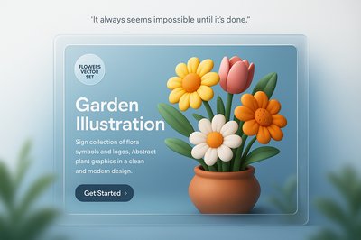 Vibrant Floral Web Design with 3D Elements