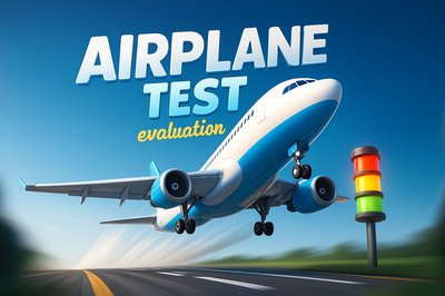 Dynamic Airplane Test Illustration with Bold Typography