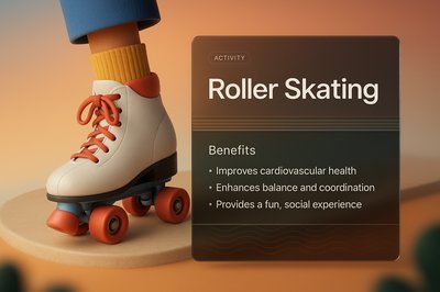 Vibrant Roller Skating Illustration with Informative Overlay