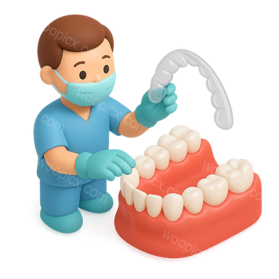 3D Dental Retainer Fitting Scene with Character