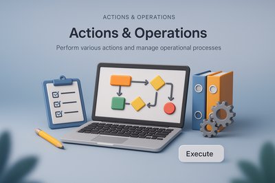 Detailed 3D Illustration of Actions and Operations