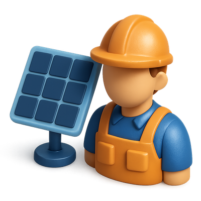 3D Solar Panel Installer Icon with Volumetric Feel
