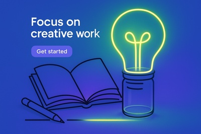 Dynamic Neon Line Art with Colorful Background and Creative Elements