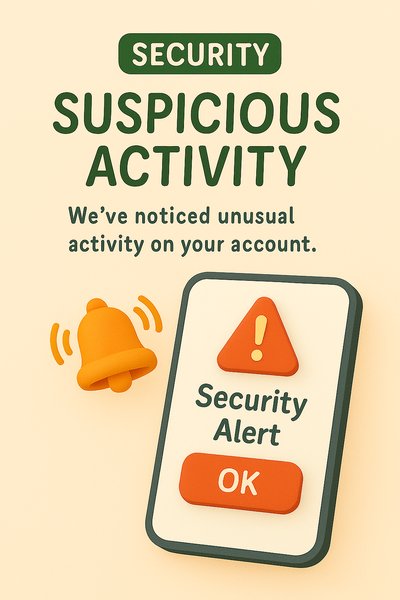 Security Alert Notification Graphic with Playful Design Elements
