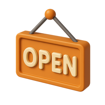 3D Open Sign Icon for Business Availability
