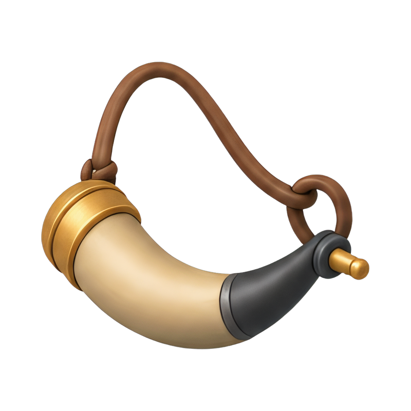 Rustic powder horn with strap