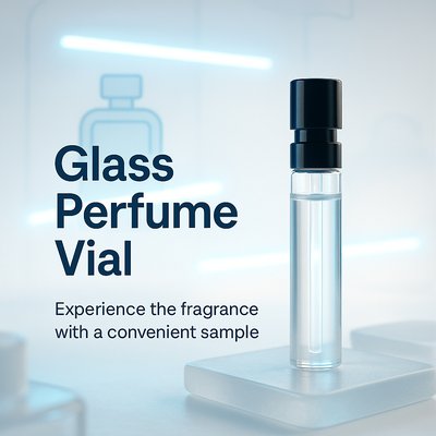 Elegant Glass Perfume Vial Display with Modern Aesthetics