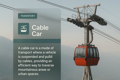 Stunning Cable Car Illustration with Informative Overlay