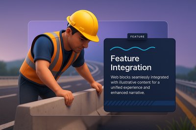 Construction Worker on Highway Site with Feature Integration