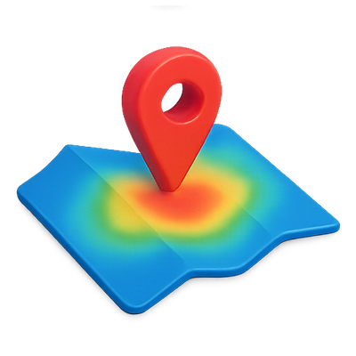 Colorful Heatmap Location Pin on a Map Graphic