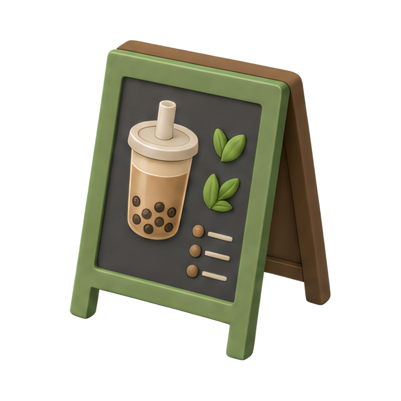 boba shop menu board
