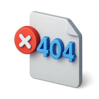 3D Page Not Found Error Icon in Isometric View