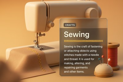 3D Sewing Machine Illustration with Informative Overlay