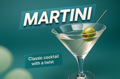 Stylish 3D Illustration of a Martini Cocktail